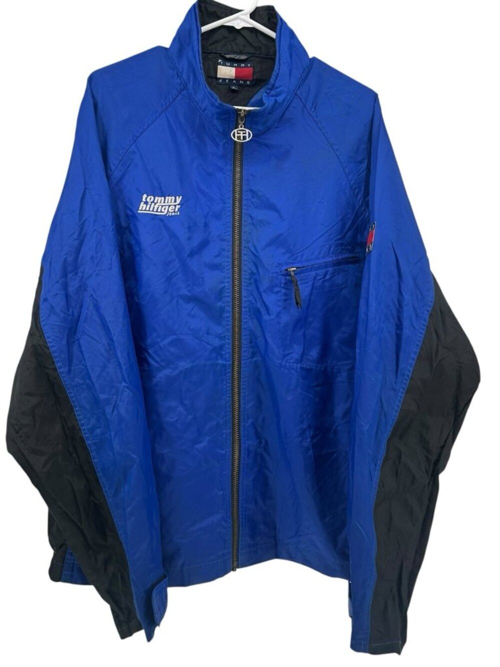 Vintageโ Tommy Hilfiger Windbreaker Jacket XL Blue Full Zip 90s